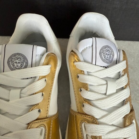 Versace Medusa Gold/White Leather Women's Sneaker Shoe, 1014316, multiple sizes - Picture 9 of 13